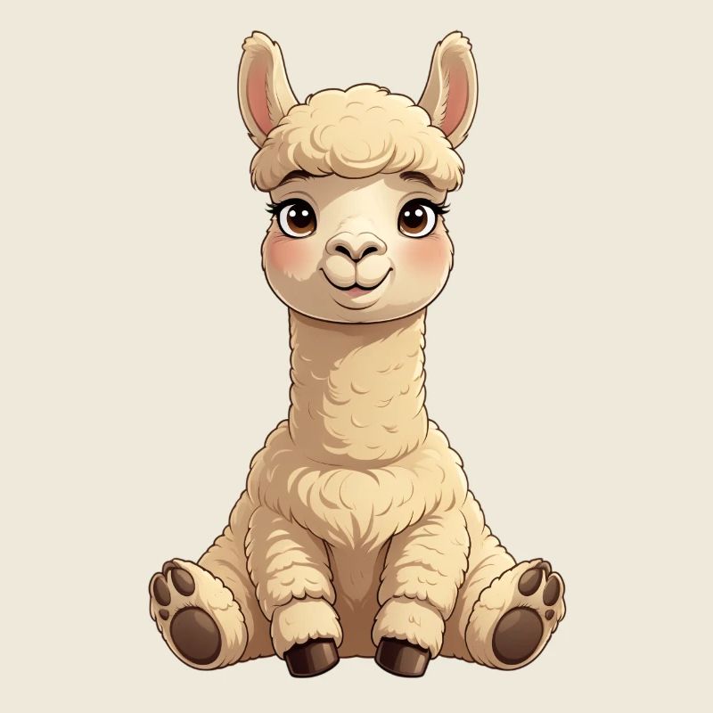 Cuddly Alpaca Cartoon Illustration