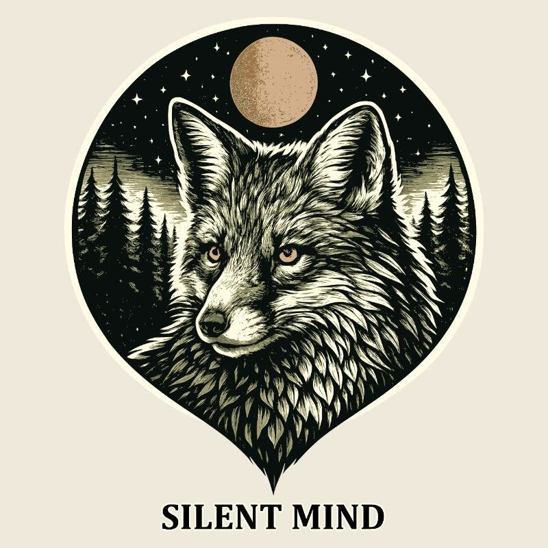 Silent Mind - Fox in Woodcut Style