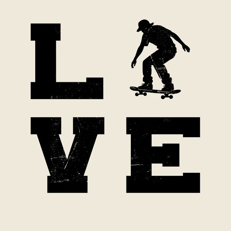 Skateboarding Love clean look for skaters
