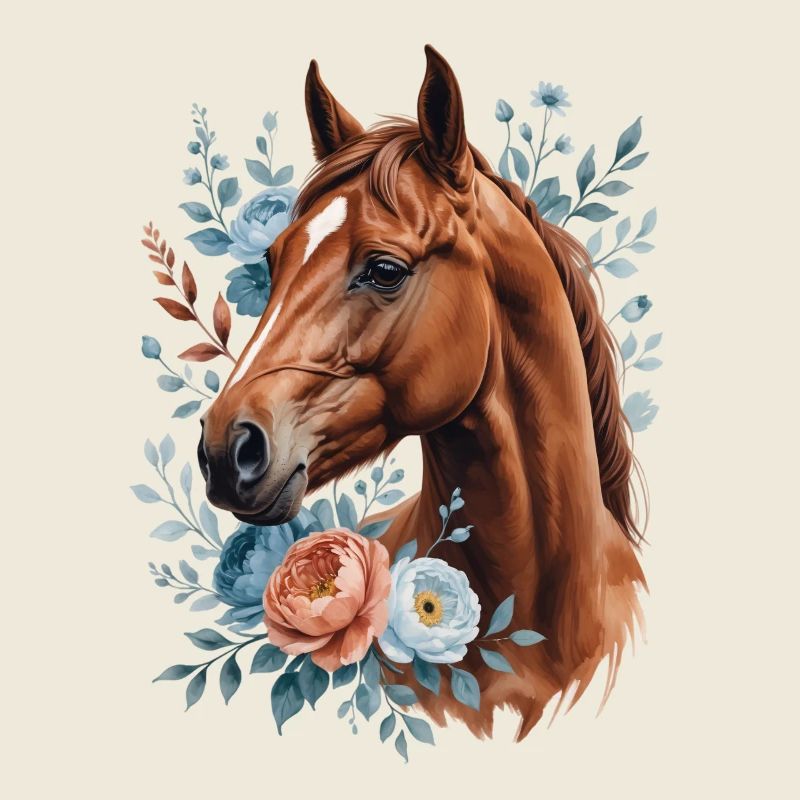 Cheval avec une couronne de fleurs