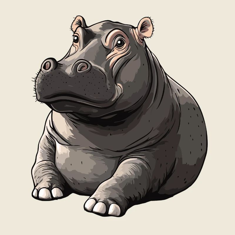 Stiller Hippo Cartoonstil