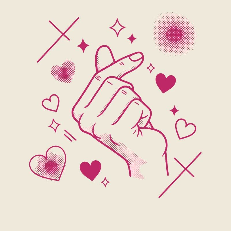 Kpop Musique coréenne Doigts mignons Cœur Amour Corée
