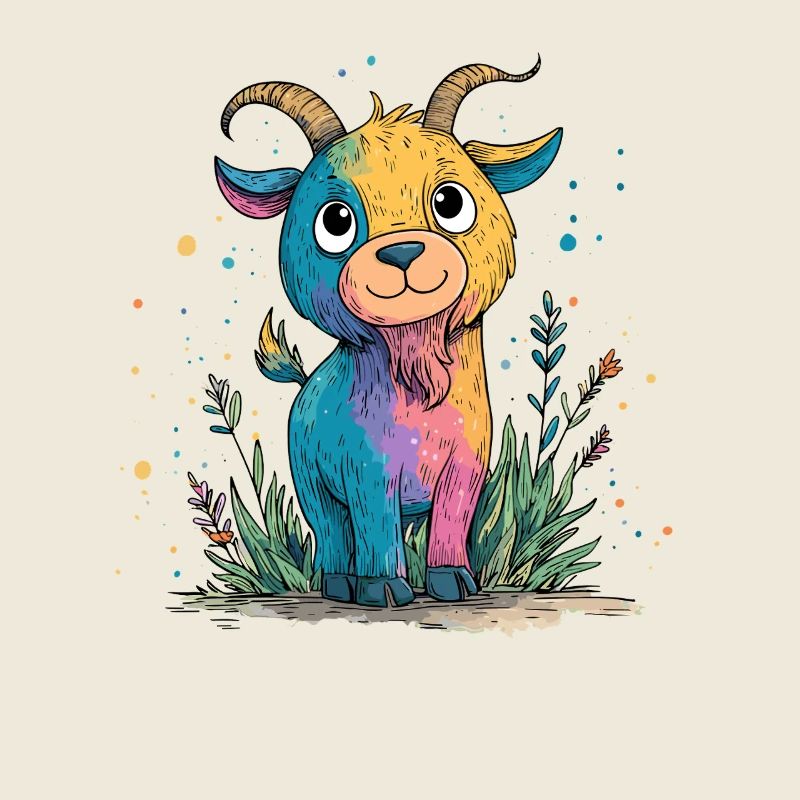 Regenbogenziege im Farbenzauber