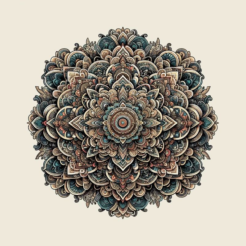 Motif détaillé de mandala en sarcelle terrestre