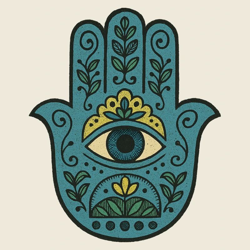 Hamsa Eye Floral Boho Palme