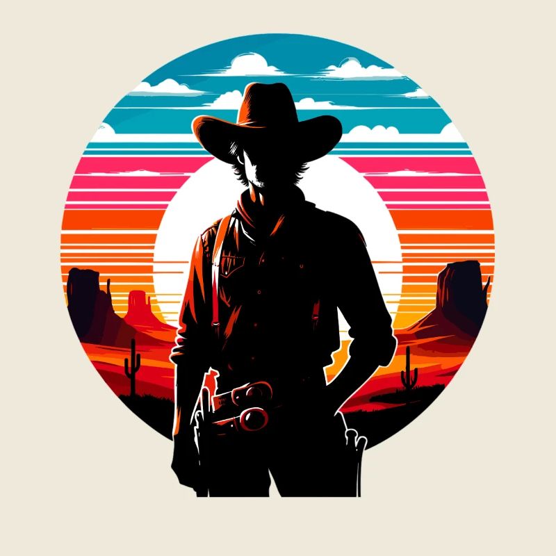 Desert Cowboy Sunset Silhouette