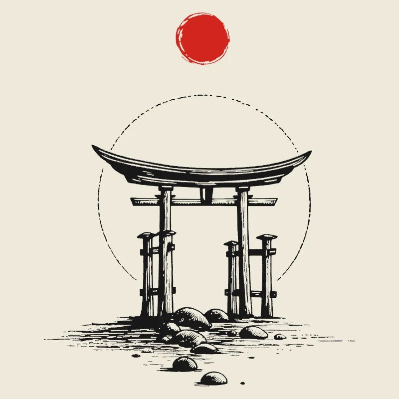 Red Sun Torii – Zen Minimal Japon