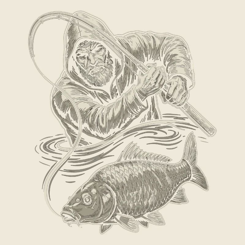 Illustration de carpe de pêcheur ancienne