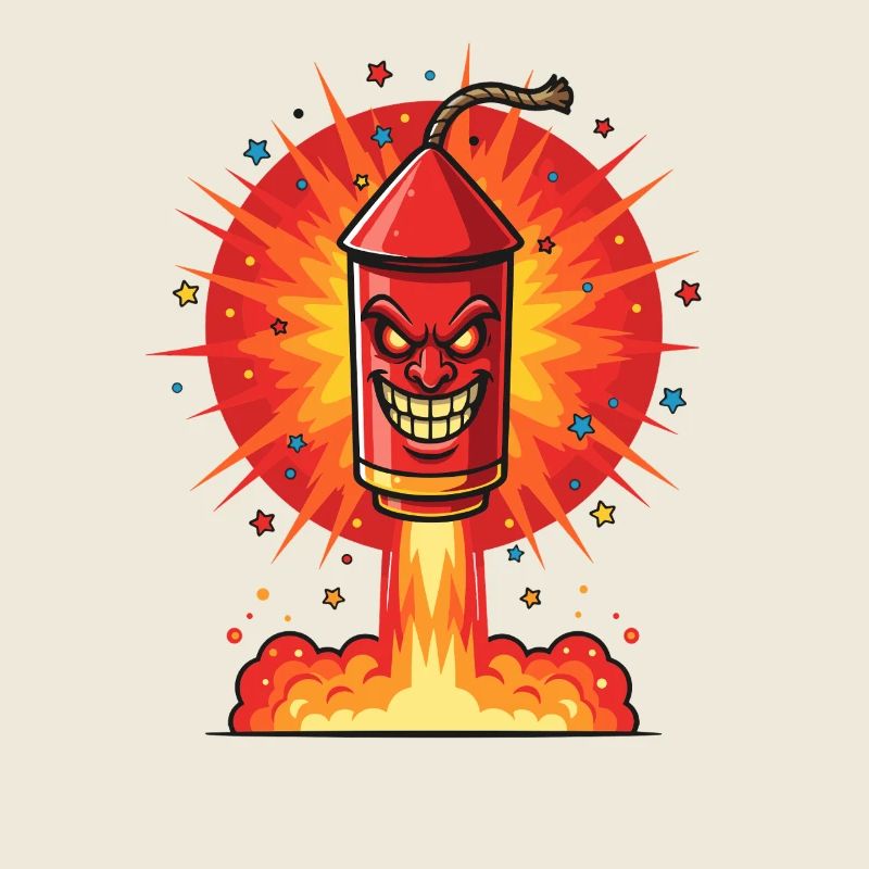 Laughing rocket in the fire