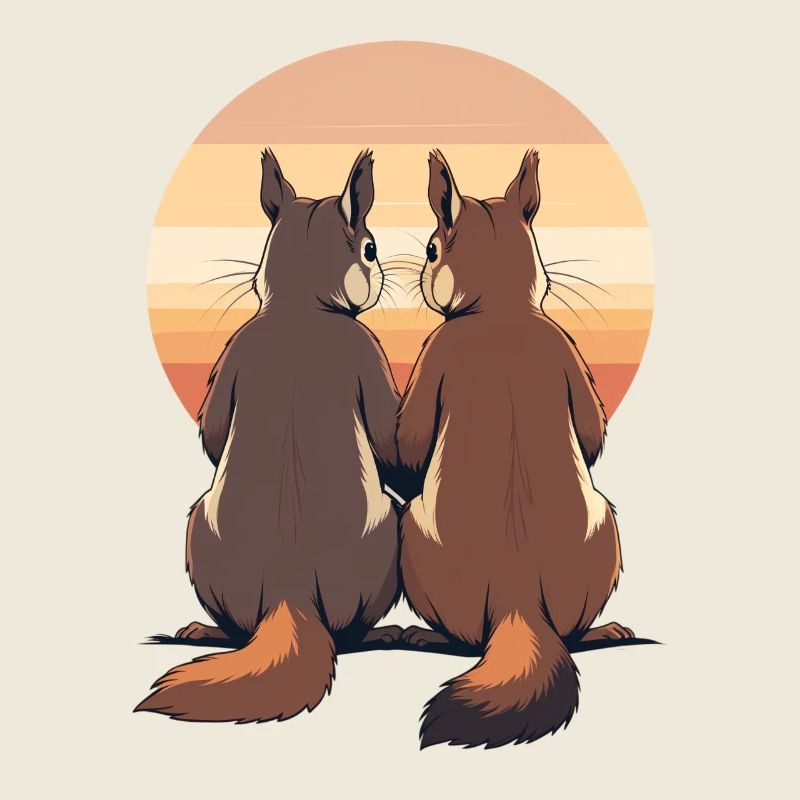 Deux lapins au coucher du soleil