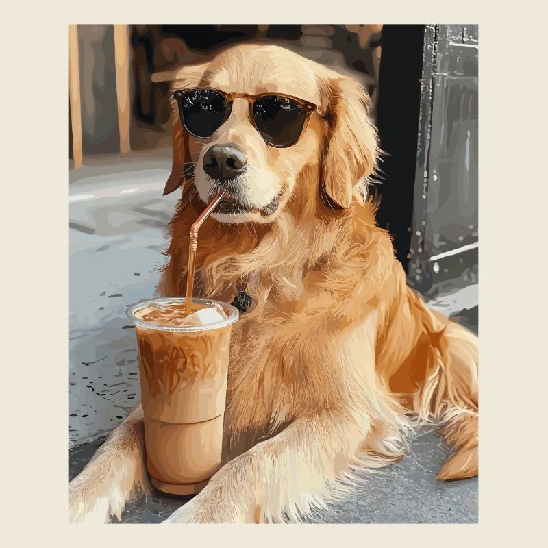 Sonnenbrillenhund Latte-Genuss