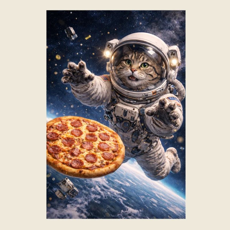 Astronautenkatze rettet Pizza im All