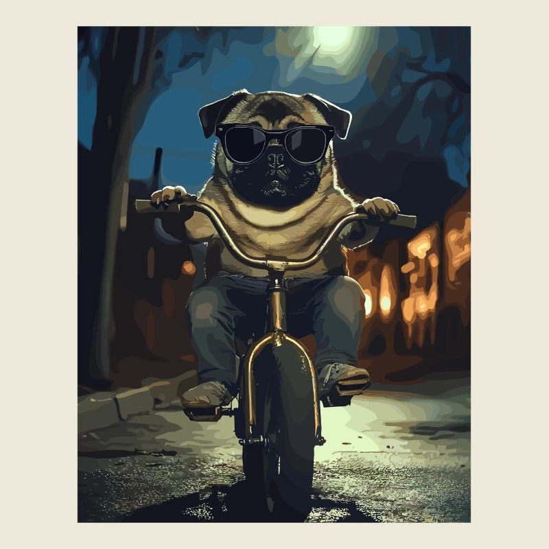 Carlin à vélo la nuit