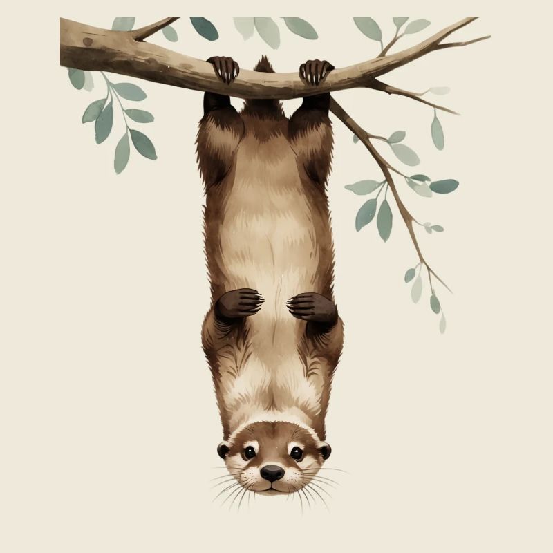 Otter on a branch – playful in treetops