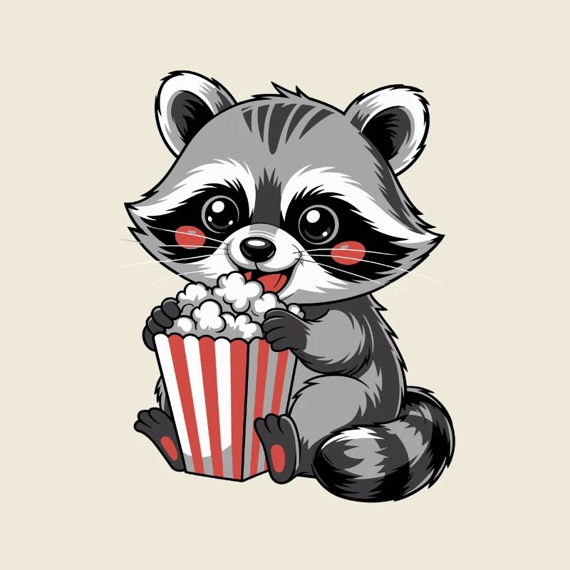 Kuschelnder Waschbär Popcorn