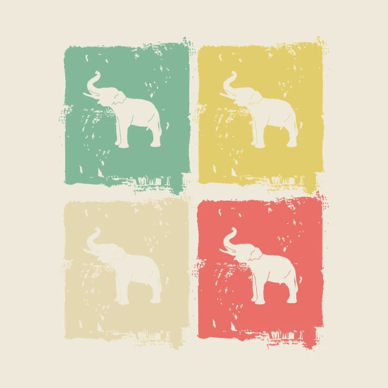 Elephant Quadri Pastel Pattern