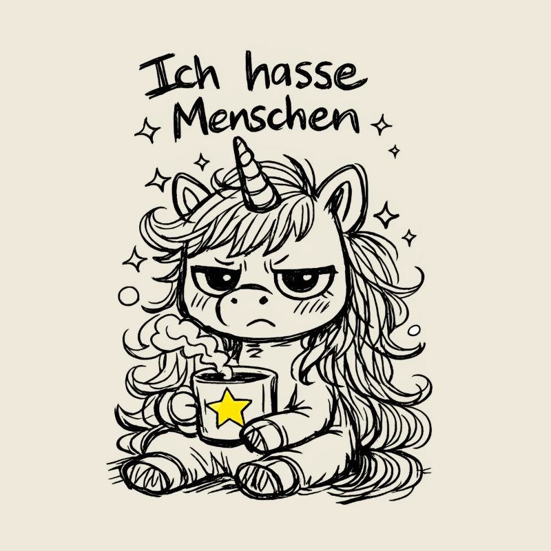 Süßes Einhorn Kritzelstil mit Spruch