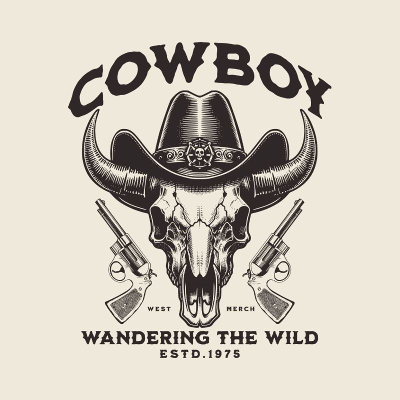 Vintage Western Cowboy Skull