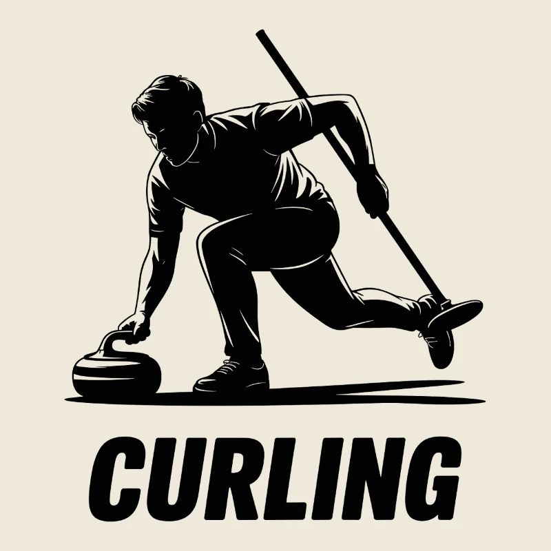 Silhouette d’action d’athlète Homme Curling