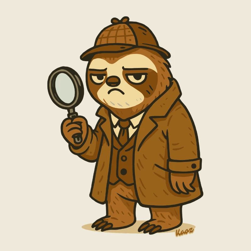Detective bear with magnifying glass in comic style