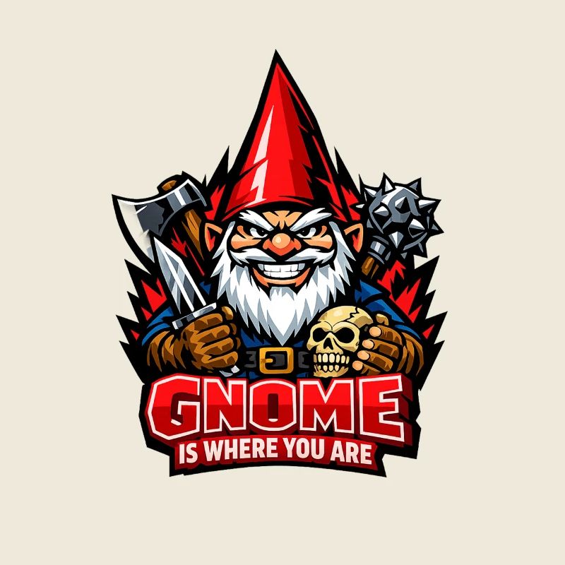 Evil Gnome, Dark Gnome, Goth Gnome, Funny Gnome
