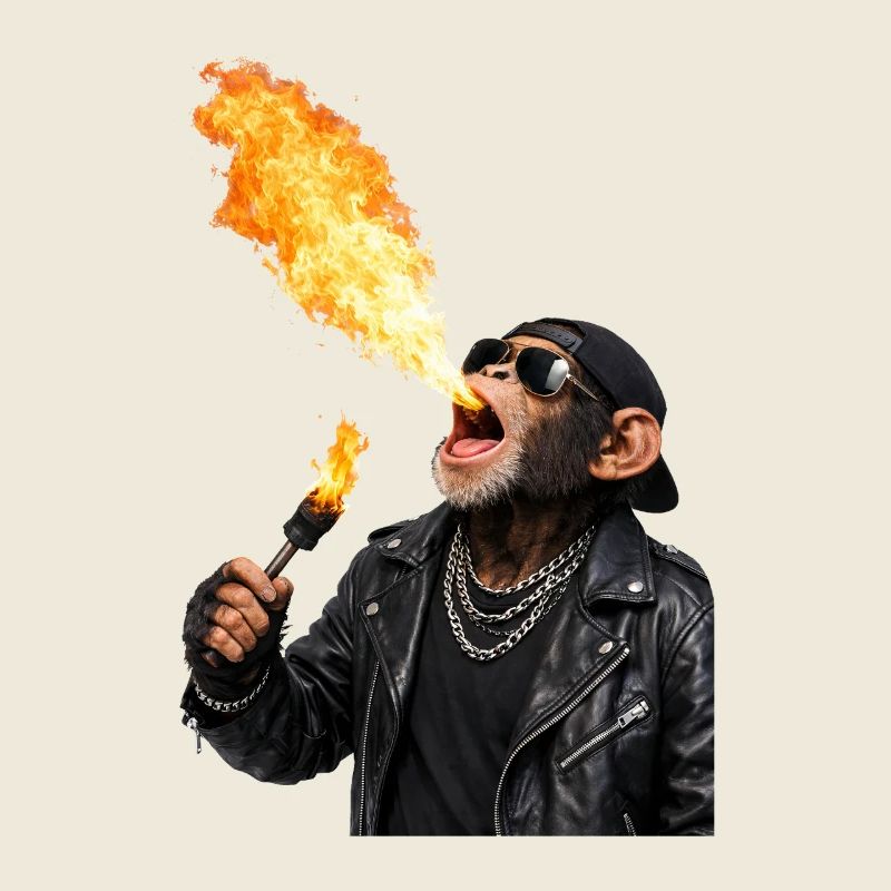 Flammenaffe Rocker Lederjacke