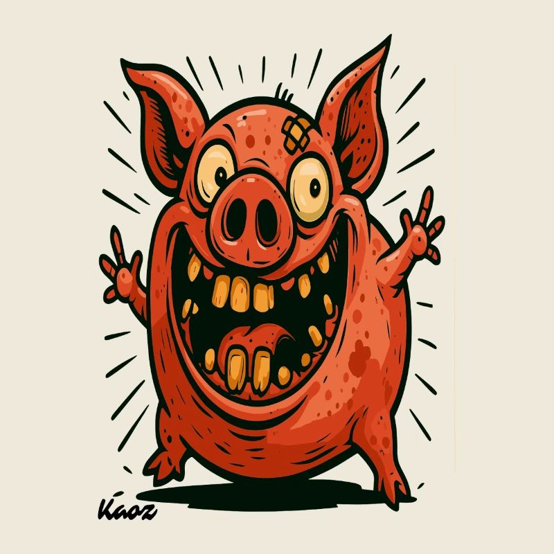 Verrücktes rotes Schwein im Comic Stil