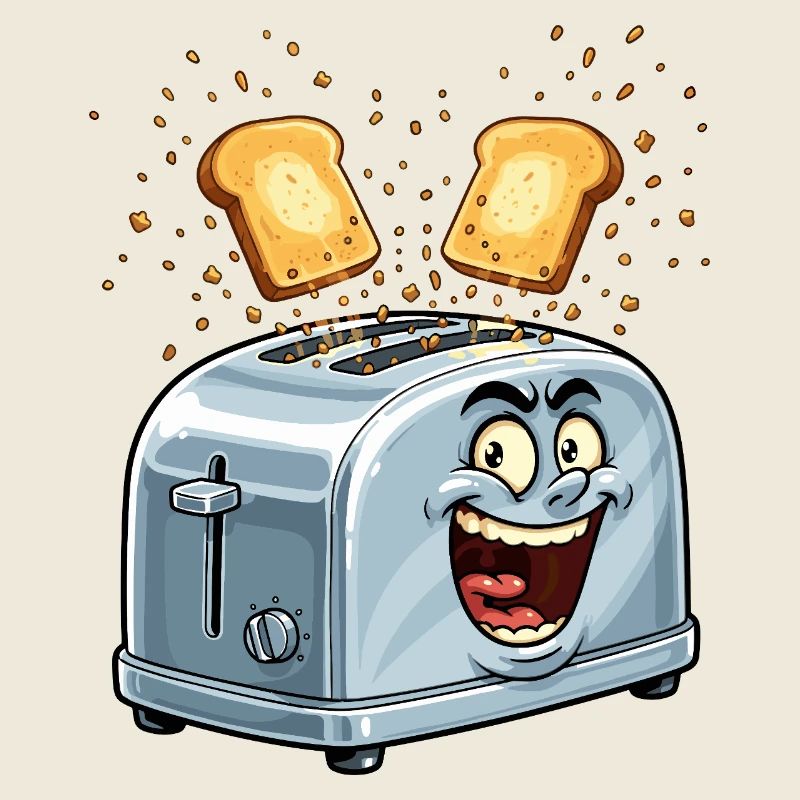 Fröhlicher Toaster mit springendem Toast