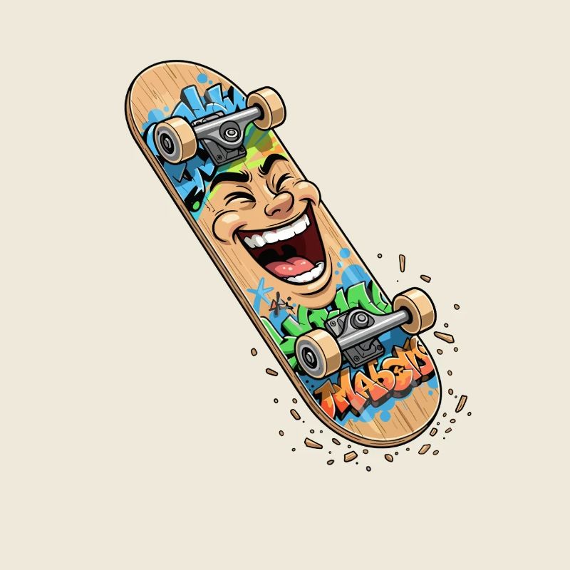 Lachender Skateboard Graffiti