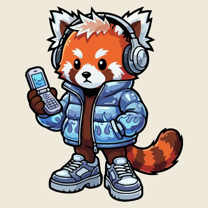 Red Panda avec des écouteurs des années 90