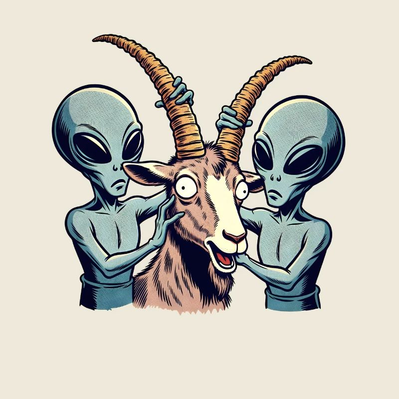 Aliens examine goat