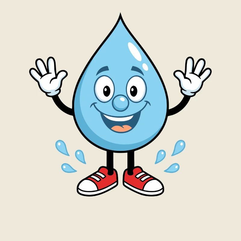 Fröhlicher Wassertropfen mit Sneakers