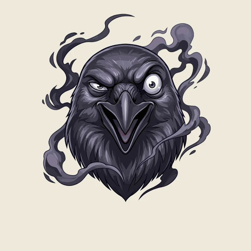 Dark Raven Head with Smoke