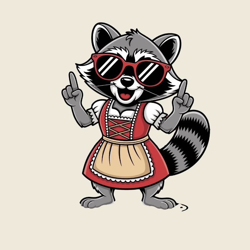 Dirndl raccoon with sunglasses