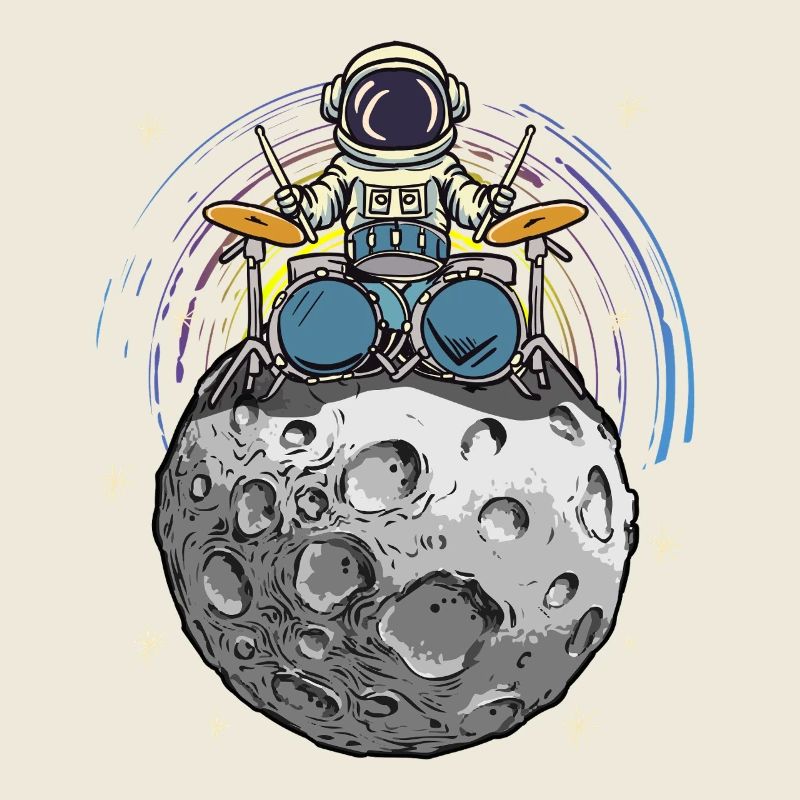 Space drummer on the moon