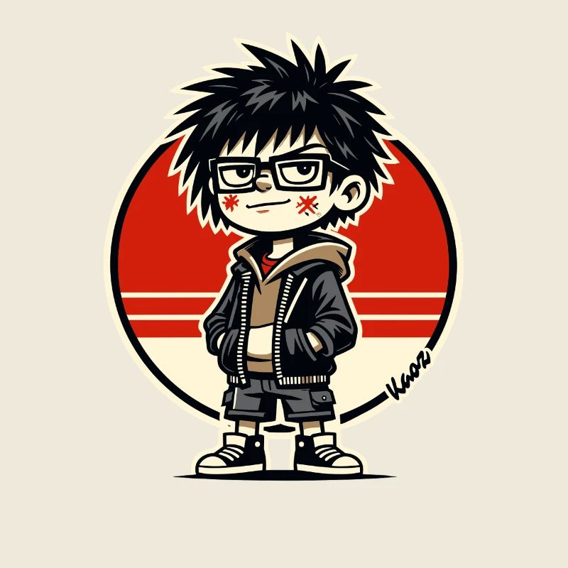 Chibi Urban Rebel with Glasses