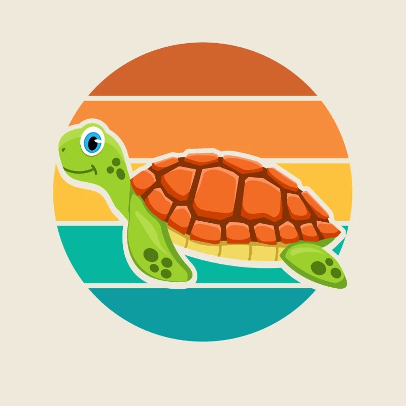 Cute Sea Turtle Retro Sunset Design