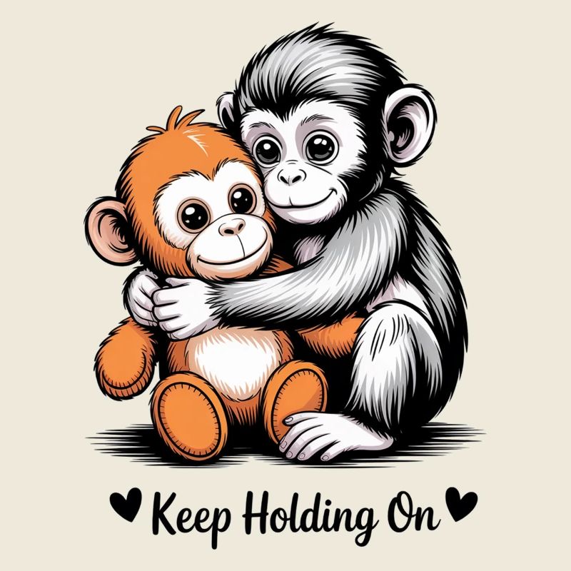 Continue de tenir bon, câlin de singe