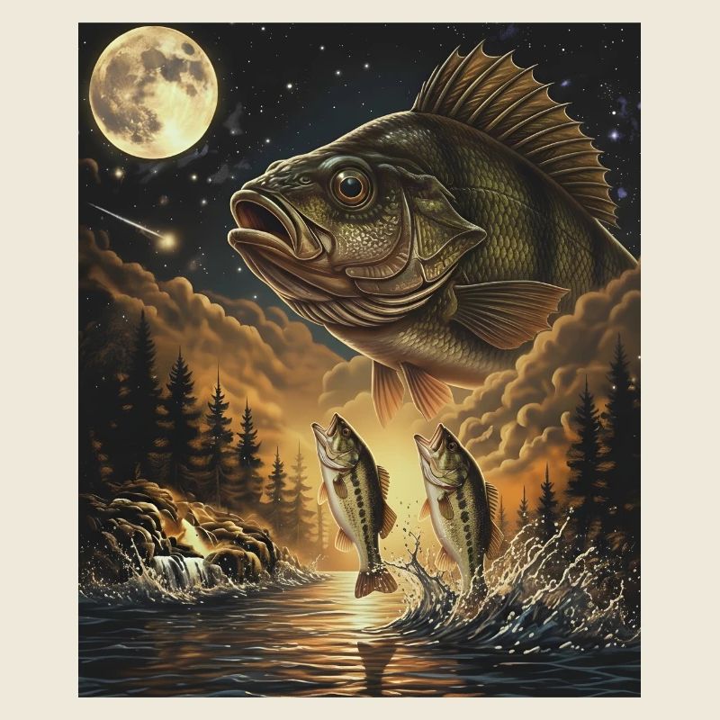 Pêche au perche de la lune hurlant de lune à l’achigan