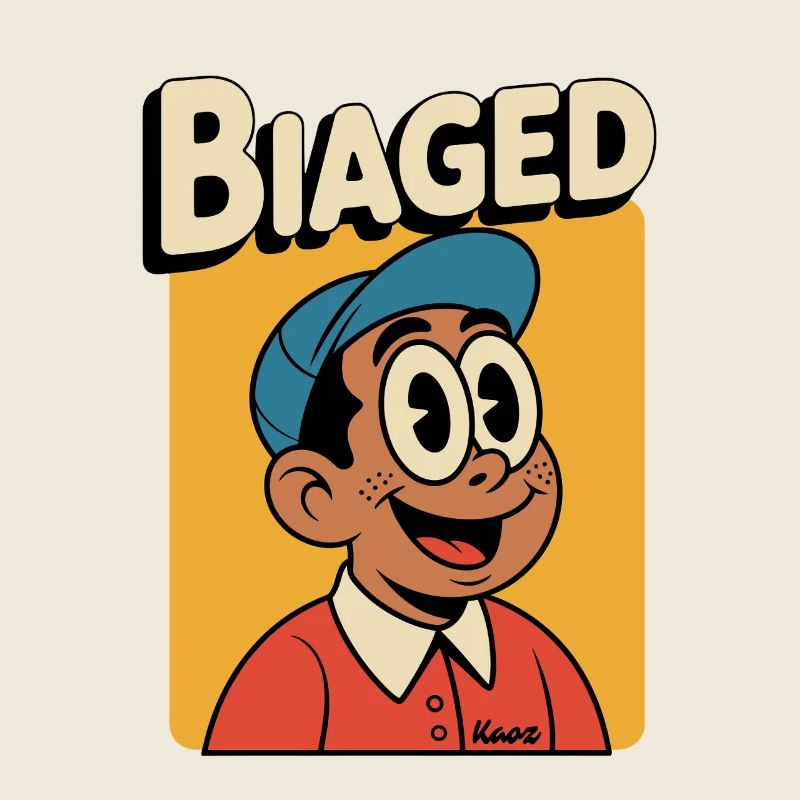 Retro-Cartoon-Held im Trag