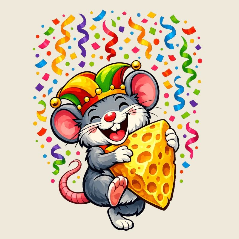 Carnaval Souris Fromage Confettis Pluie Carnival Köstum