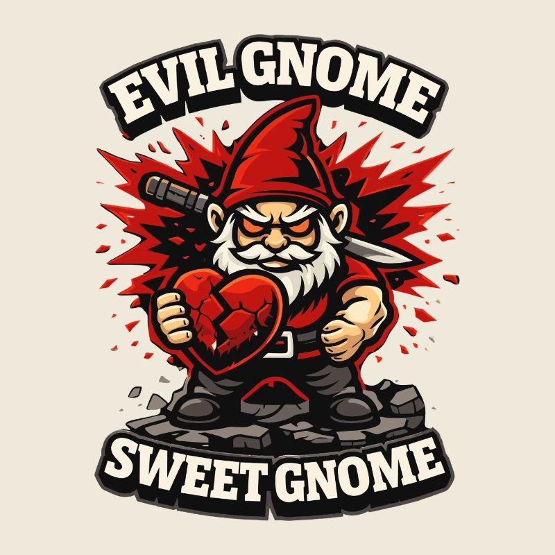 Nain maléfique, gnome sombre, gnome gothique, gnome drôle