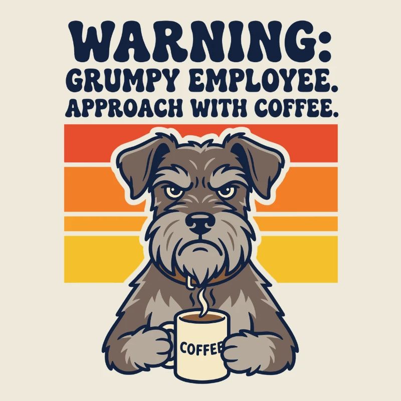 Warning Grumpy Employee Approach With Coffee