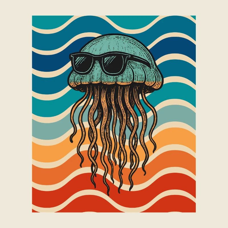 Méduses de plage avec des lunettes de soleil