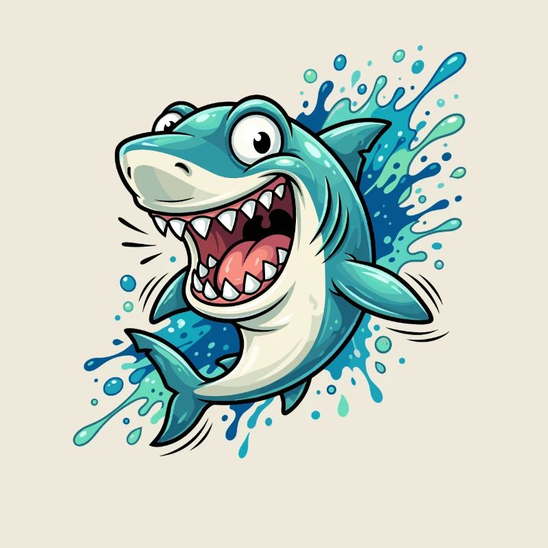 Requin de dessin animé qui gicle