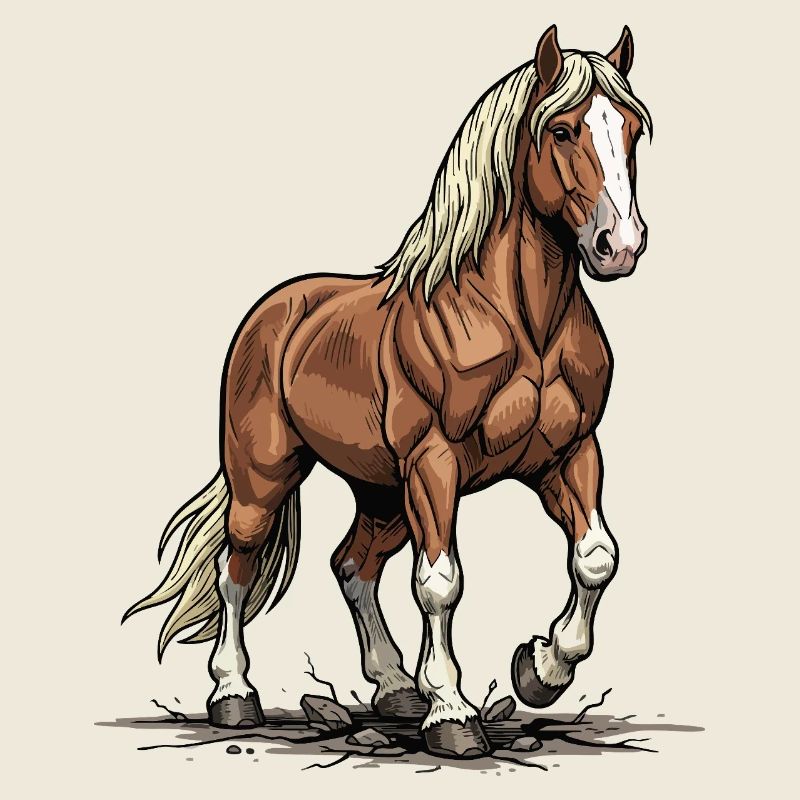 Chestnut Draft Horse Mane Blonde Strength