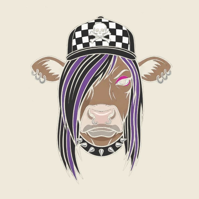 Punk Kuh mit Checker Cap