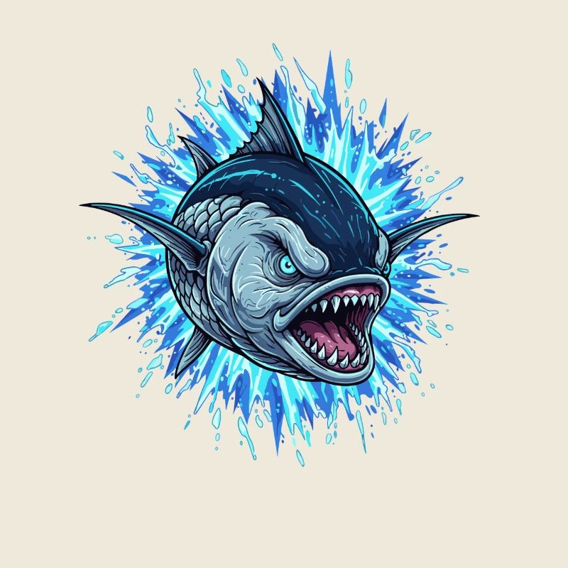 Poisson bleu des profondeurs avec choc énergétique