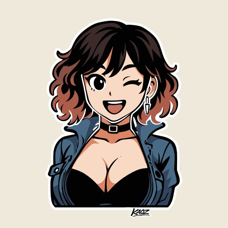 Diva en denim anime audacieuse