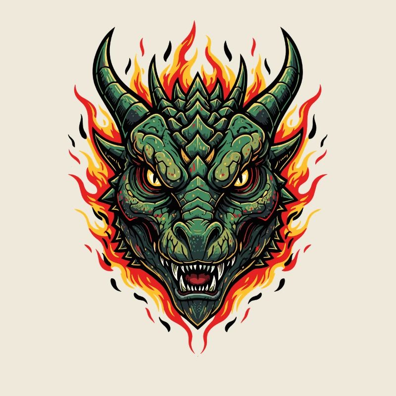 Illustration du feu Tête de Dragon de Flammes